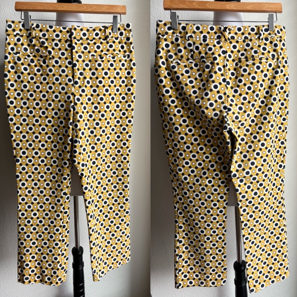 Anthropologie The Essential Slim Trouser Yellow Geometric Dot Print 10